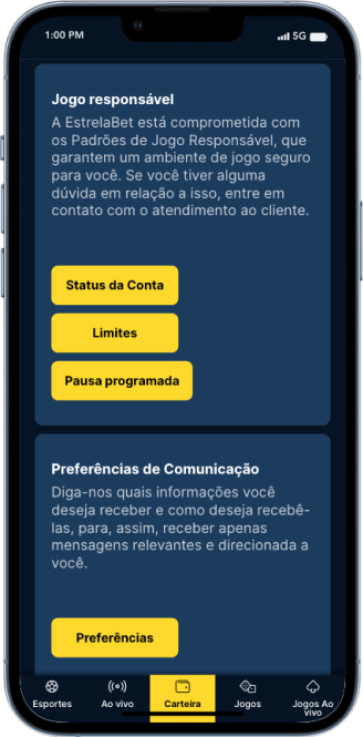 Funcionalidades de jogo responsável na Estrela Bet