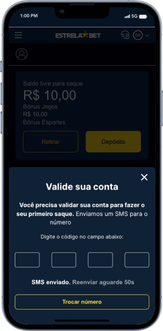 Processo de validação de conta na Estrela Bet para efetuar um saque