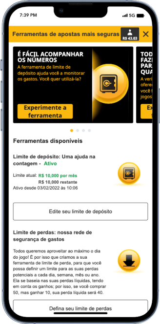 Opções de jogo responsável na Betfair, definição de limites de apostas